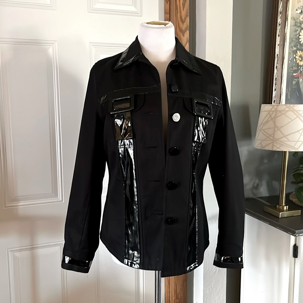 Vintage Laura Ashley Jacket with Pleather Trim and Buckles